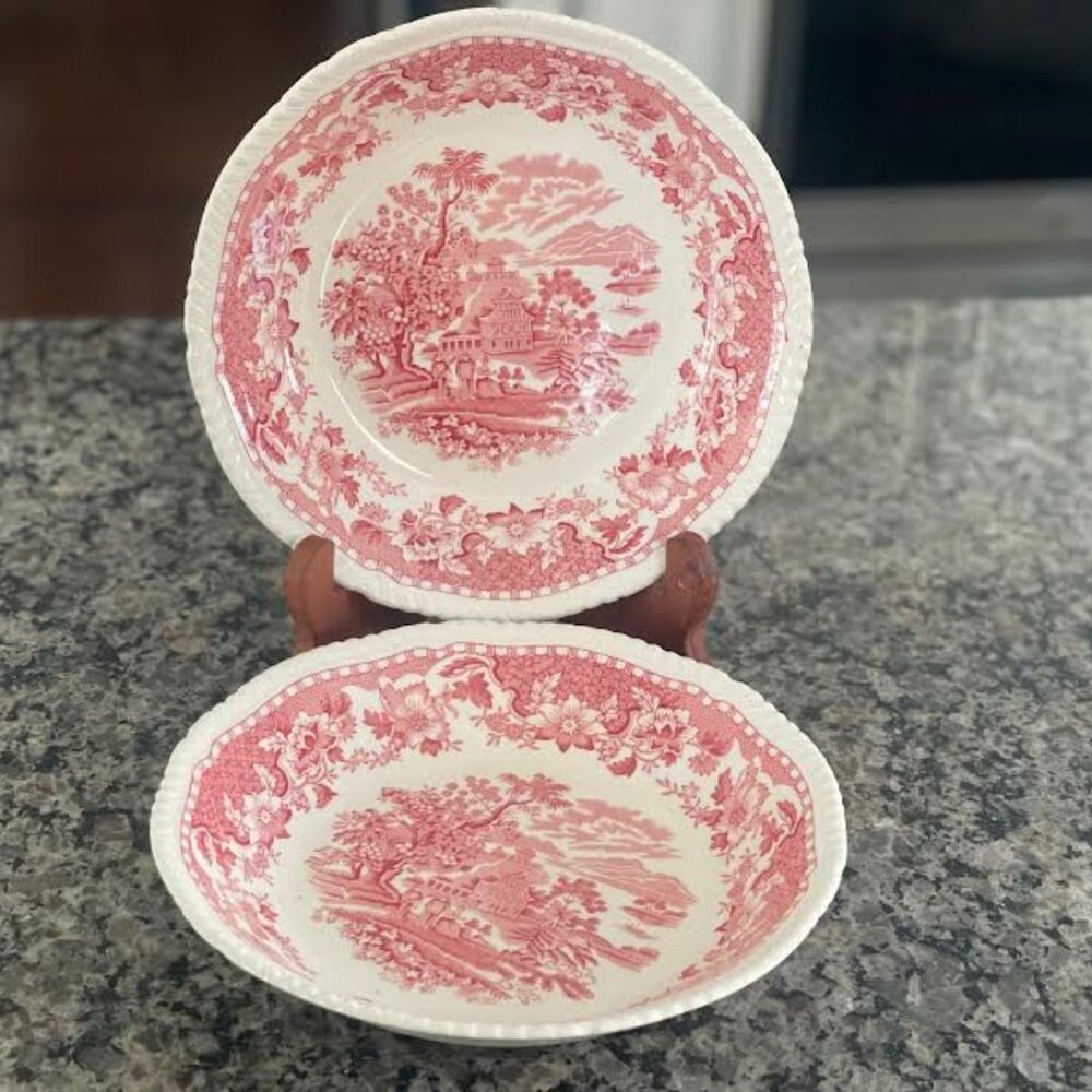 Vintage Seaforth Transferware Bowls: Wood & Sons Farmhouse Decor, Set of 2